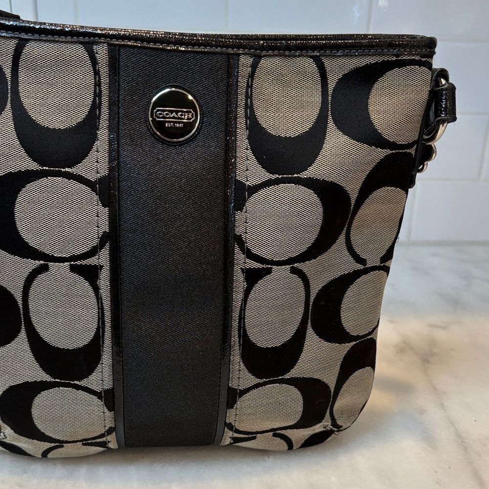 Coach Crossbody Bag Purse Handbag Signature Stripe Swing Pack Messenger Bag - Picture 3 of 16